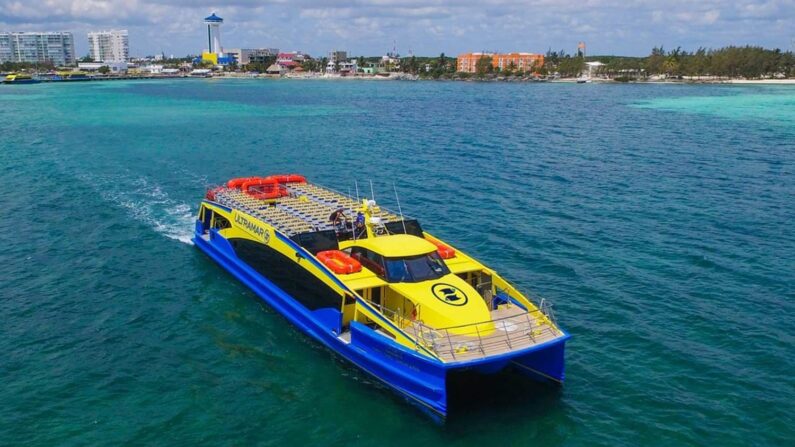 ferry to isla mujeres in the caribbean ocean