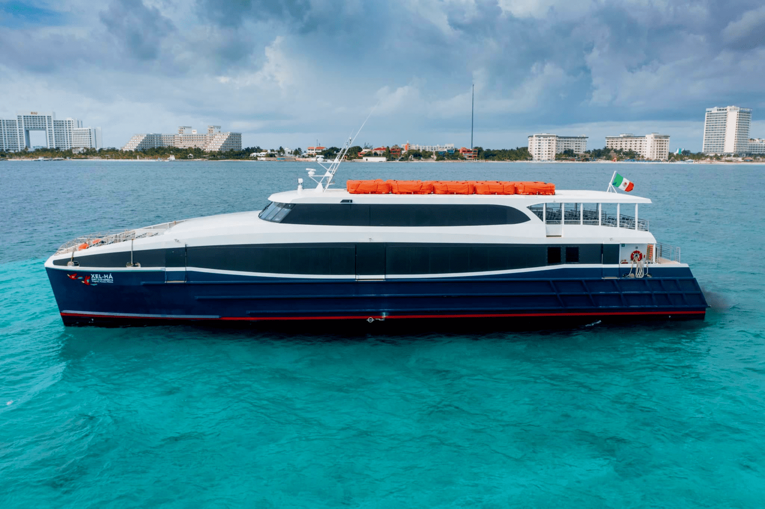 ferry to isla mujeres in a caribbean ocean tour